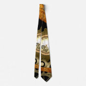Steampunk, klokken en tandwielen in gouden kleuren stropdas (Achterkant)