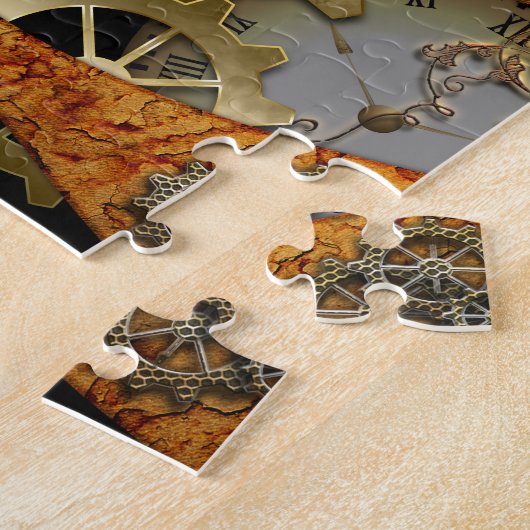 Steampunk, klokken en tandwielen legpuzzel (Zijkant)