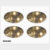 Steampunk, klokken en tandwielen ovale sticker (Vel)