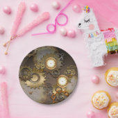 Steampunk, klokken en tandwielen papieren bordje (Feest)