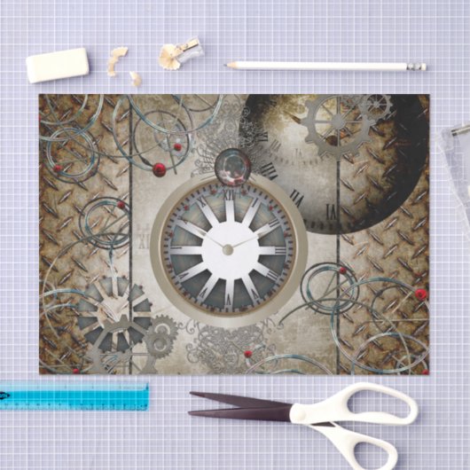 Steampunk, klokken en tandwielen tissuepapier (Craft)