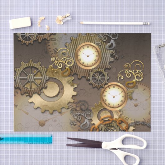 Steampunk, klokken en tandwielen tissuepapier (Craft)