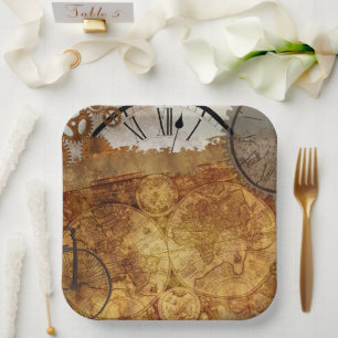 Steampunk klokken Tijdstip  kaart Papieren Bordje