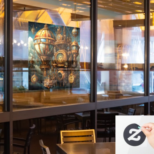 Steampunk Klokken Venster Cling Raamsticker (Restaurant Raam)
