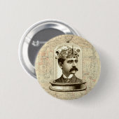 steampunk-klokkenbrein, snor-man ronde button 5,7 cm (Voorkant /achterkant)
