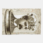  steampunk-klokkenbrein, snor-man theedoek (Horizontaal)