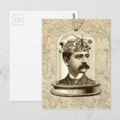 Steampunk-klokkenbreinhoofd in pot briefkaart (Voorkant / Achterkant)