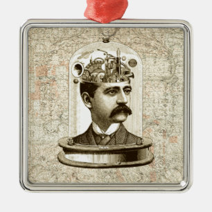 Steampunk-klokkenbreinhoofd in pot metalen ornament