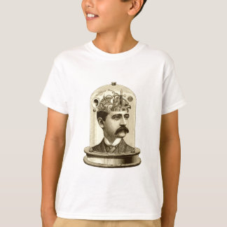 Steampunk-klokkenbreinhoofd in pot t-shirt