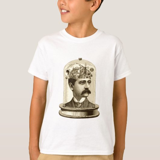 Steampunk-klokkenbreinhoofd in pot t-shirt (Voorkant)
