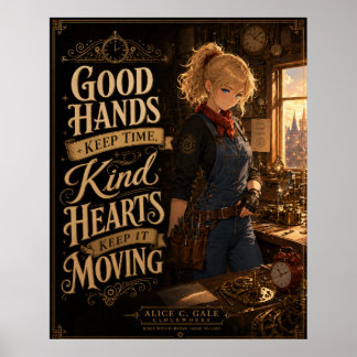 Steampunk Klokkenmaakster Meisje Inspirerende Cita Poster