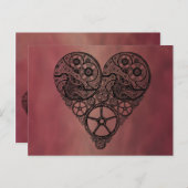 Steampunk-klokwerken en tandwielharthart briefkaart (Voorkant / Achterkant)