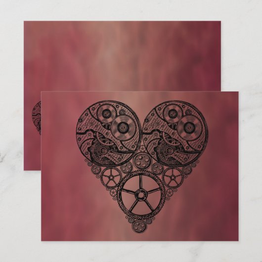 Steampunk-klokwerken en tandwielharthart briefkaart (Voorkant / Achterkant)