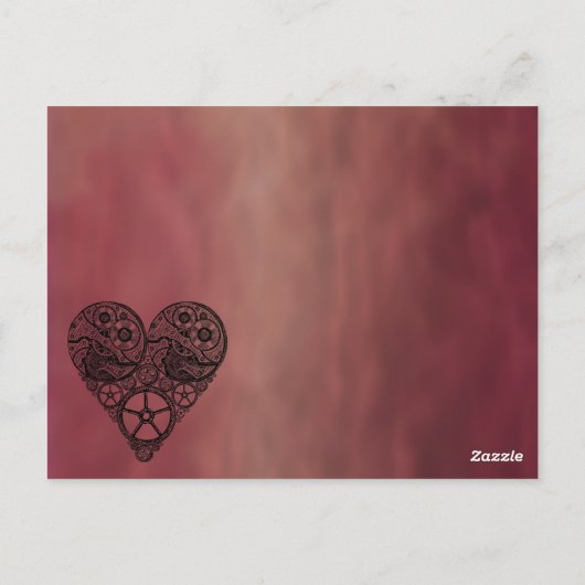 Steampunk-klokwerken en tandwielharthart briefkaart (Achterkant)