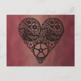 Steampunk-klokwerken en tandwielharthart briefkaart