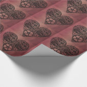 Steampunk-klokwerken en tandwielharthart cadeaupapier (Hoek)