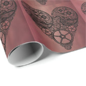 Steampunk-klokwerken en tandwielharthart cadeaupapier (Rol Hoek)