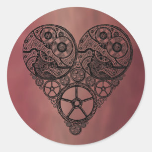 Steampunk-klokwerken en tandwielharthart ronde sticker