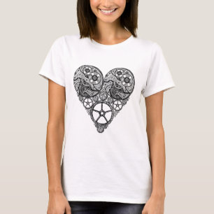 Steampunk-klokwerken en tandwielharthart t-shirt