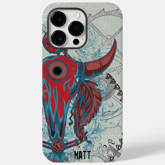 Steampunk-Koe Skull en Indische stamveren Case-Mate iPhone Case (Achterkant)