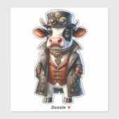 Steampunk Koe Transparante Sticker (Vel)