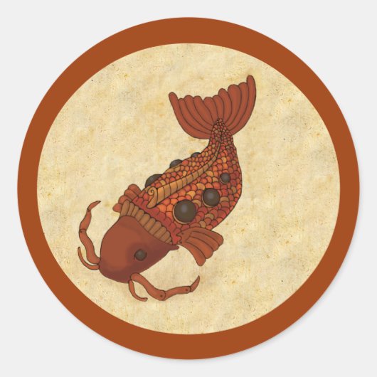 Steampunk Koi Ronde Sticker (Voorkant)