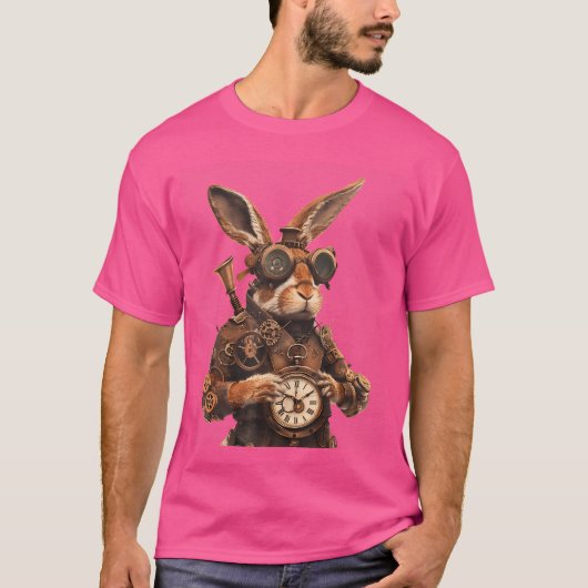 Steampunk Konijn Fantasy Animal Art T-shirt (Voorkant)