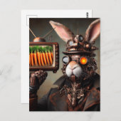 Steampunk Konijn Man  TV Wortelen Scherm Briefkaart (Voorkant / Achterkant)