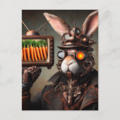 Steampunk Konijn Man  TV Wortelen Scherm Briefkaart (Voorkant)