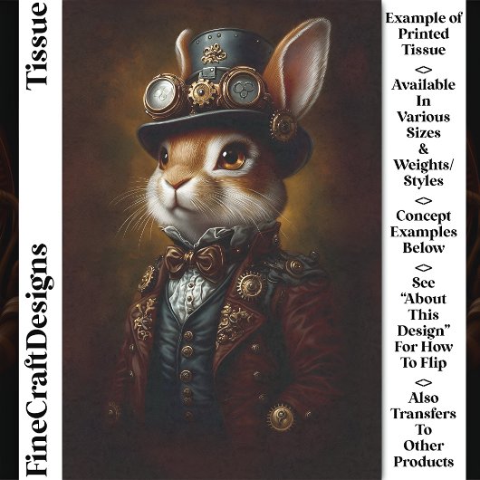 Steampunk Konijn Portret CR6 Decoupage Tissuepapier