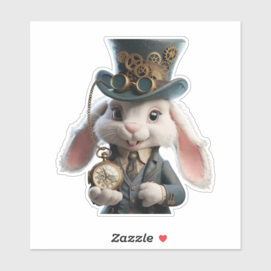Steampunk Konijnenkunst Sticker (Vel)