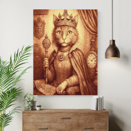 Steampunk Koninklijke Kat Vintage Klokwerk Fantasi Poster