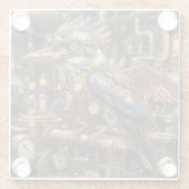 Steampunk Kookaburra Glazen Onderzetter (Achterkant)
