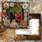 Steampunk Koper Bloemen Gepersonaliseerde bruiloft Save The Date