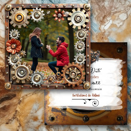 Steampunk Koper Bloemen Gepersonaliseerde bruiloft Save The Date