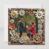 Steampunk Koper Bloemen Gepersonaliseerde bruiloft Save The Date (Voorkant)