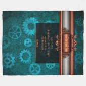 Steampunk, koper op blauwgroen tandwielen, Monogra Fleece Deken (Voorkant (Horizontaal))