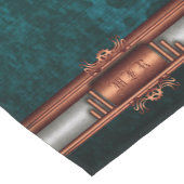 Steampunk, koper op blauwgroen tandwielen, monogra korte tafelloper (Hoek)