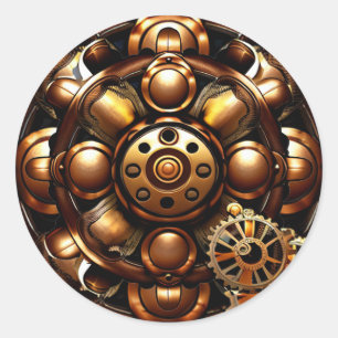 Steampunk koperen metalen tandwielen koper ronde sticker