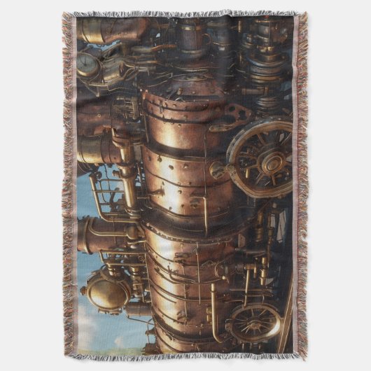Steampunk koperen stoomtrein deken (Voorkant Verticaal)