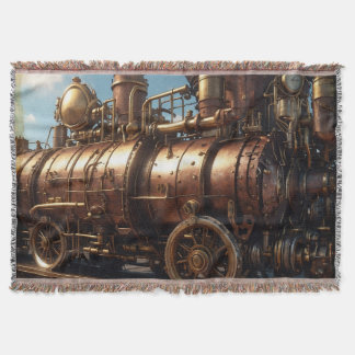 Steampunk koperen stoomtrein deken