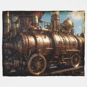 Steampunk koperen stoomtrein fleece deken