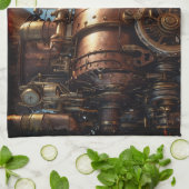 Steampunk koperen stoomtrein theedoek (Gevouwen)