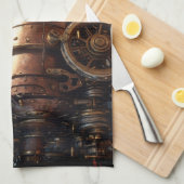 Steampunk koperen stoomtrein theedoek (Quarter Fold)