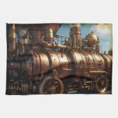 Steampunk koperen stoomtrein theedoek (Horizontaal)
