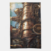 Steampunk koperen stoomtrein theedoek (Verticaal)
