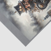 Steampunk-koppel zoent in Victoriaans Londen Tissuepapier (Detail)