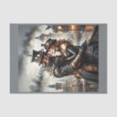 Steampunk-koppel zoent in Victoriaans Londen Tissuepapier (Voorkant)