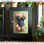 Steampunk korset & Roze Pioenrozen DF6LF decoupage Tissuepapier
