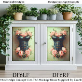 Steampunk korset & Roze Pioenrozen DF6LF decoupage Tissuepapier